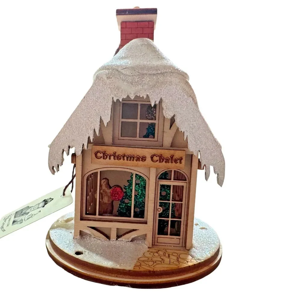 Ginger Cottages Christmas Chalet Wood House Old World Christmas Mini Decor NEW